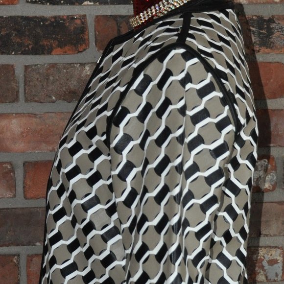 NWOT $4930 ESCADA LAMB Leather WOVEN White Black Sand Zip-up Jacket Coat 38 - Picture 7 of 10